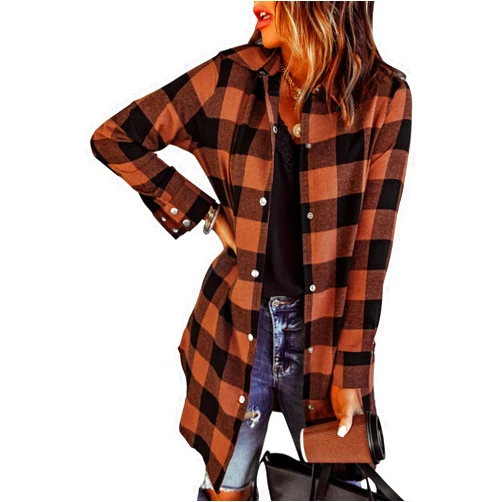 EVALESS Color Block Plaid Shacket Jacket Womens Fall Clothes Fashion Outfits