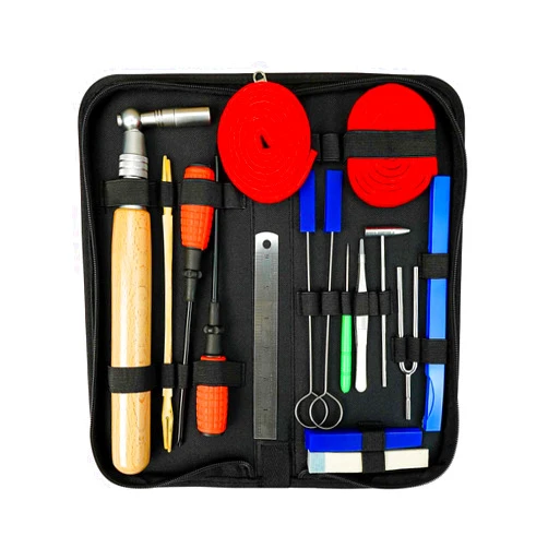 ULZOZN Professional Piano Tuning Kit Piano Tuner Hammer Mute Kit Tools Portable Piano Tuning Tools Piano Repairing Accessories 18 PCS with Case for Tuning Beginner, Professional Tuner