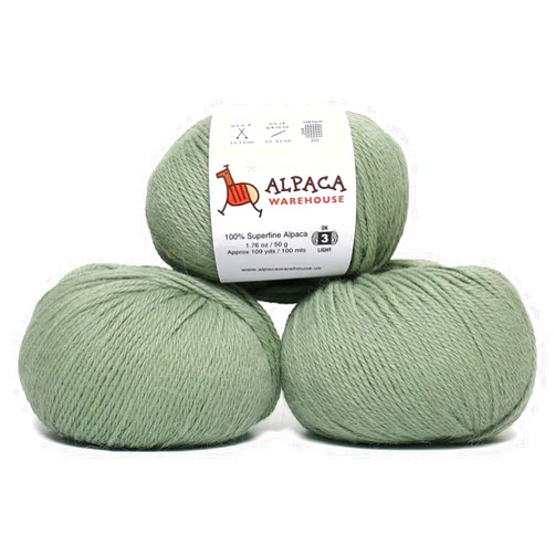 Alpaca Warehouse 100% Alpaca Yarn Wool Set of 3 Skeins DK Weight - Heavenly Soft and Perfect for Knitting and Crocheting (Sage Green, DK)