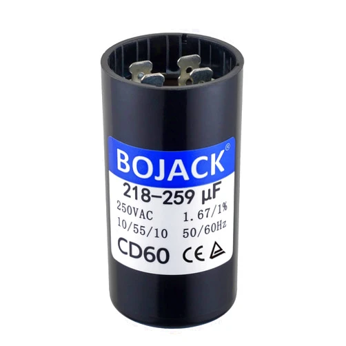 BOJACK 218-259 uf/MFD 250 VAC ±20% 50/60 Hz CD60 Round Motor Well Pump Start Capacitor