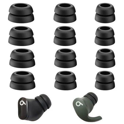Mijusun Double Flange Ear Tips for Beats Studio Buds Replacement Earbuds Tips for Beats Earbuds Beats Fit Pro 6 Pairs Black