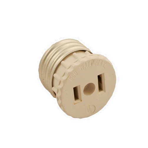 Leviton 125 15 Amp, 660 Watt, 125 Volt, 2-Pole, 2-Wire, Socket To Outlet Adapter