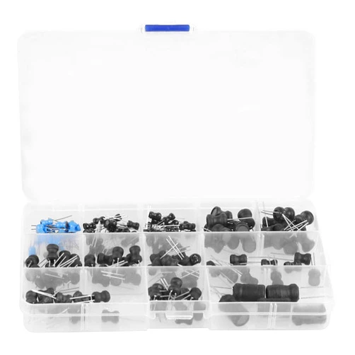 Walfront 145Pcs 12 Values Choke Inductors Assorted Kit Electrolytic Capacitor Assortment Box Kit Range 10uH-10mH, Electronic Components