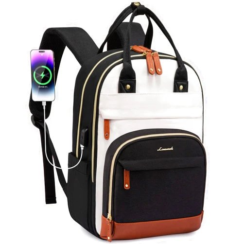 LOVEVOOK Backpack for Women, Fits 15.6 Inch Laptop Bag, School Backpacks, Fashion Travel Work Anti-theft Bag, Business Computer Waterproof College Backpack Purse, Beige-Black-Brown