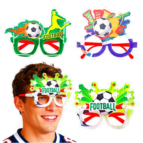 Mextsio 3PCS Soccer Themed Party Sunglasses, 3 Styles Football Fan Novelty Velvet Eyeglasses, Sports Game Theme Eyeglasses for World Cup, Sports Party Photo Booth Props & Decoration Supplies