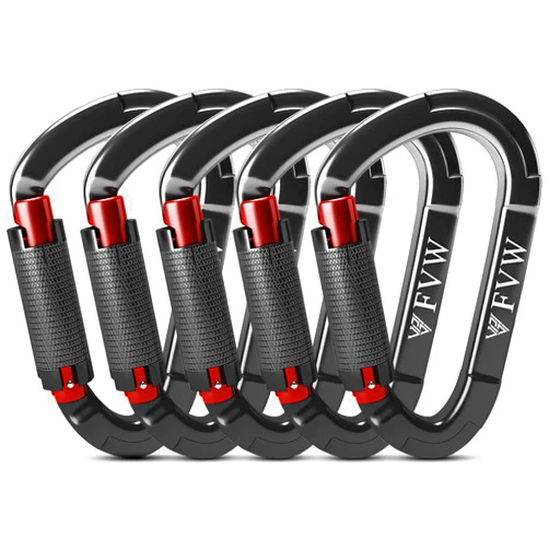 FVW Auto Locking Rock Climbing Carabiner Clips,Professional 25KN (5620 lbs) Heavy Duty Caribeaners for Rappelling Swing Rescue & Gym etc, Large D-Shaped Carabiners