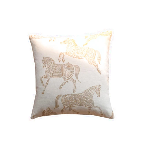 Croker Horse 20x20 inches Throw Pillow Cushion Cover - White Horse Chenille Jacquard Embroidery Couch Sofa Pillow Covers for Living Room Bedroom