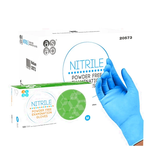 ASAP Blue Nitrile Gloves - Powder and Latex Free Disposable Gloves, Medical Exam Gloves, Food Safe - 3 Mil