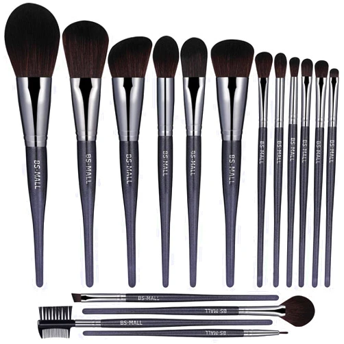 BS-MALL(TM) Makeup Brushes Premium Makeup Brush Set Synthetic Kabuki Cosmetics Foundation Blending Blush Eyeliner Face Powder Brush Makeup Brush Kit（16PCS，Black）
