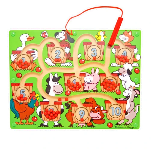 Melissa & Doug Magnetic Wand Number Maze - Wooden Puzzle Activity