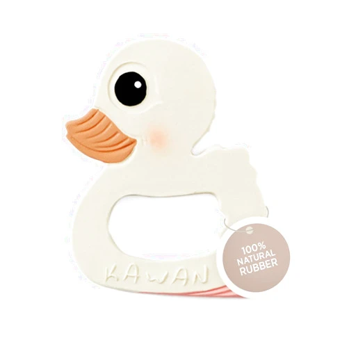 HEVEA Kawan Duck Teether - Massaging Baby Teething Toys Made from 100% Natural Rubber - Free of BPA, PVC, Plastic, and Phthalates