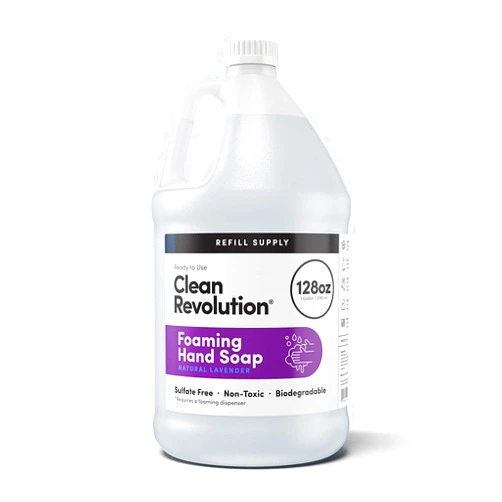 Clean Revolution Foaming Hand Soap Refill Supply Container. Ready to Use Formula. Natural Lavender Fragrance, 128 Fl. Oz