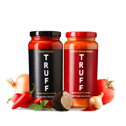 TRUFF Pasta Sauce Bundle, Black Truffle Marinara and Spicy Marinara | Flavorful Pair of Regular and Spicy Tomato Sauce for Pasta, Pizza, and More | Non-GMO, Vegan, Bundle of 2