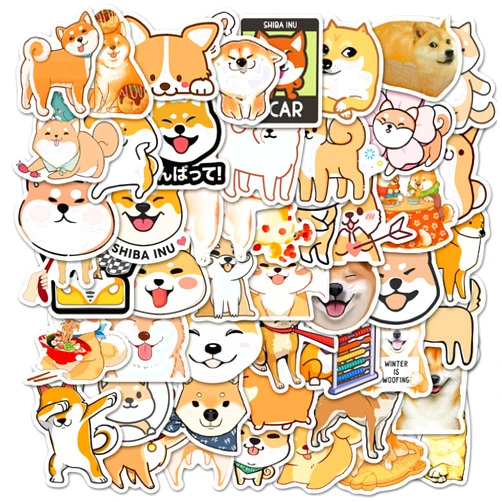 WLJIAO Dog Stickers Decals for Laptops,50 Pcs Cute Funny Fancy Shiba Inu Akita Dogs Waterproof Vinyl Sticker,Water Bottle Phone Skateboard Stickers for Kids,Teens,Adults