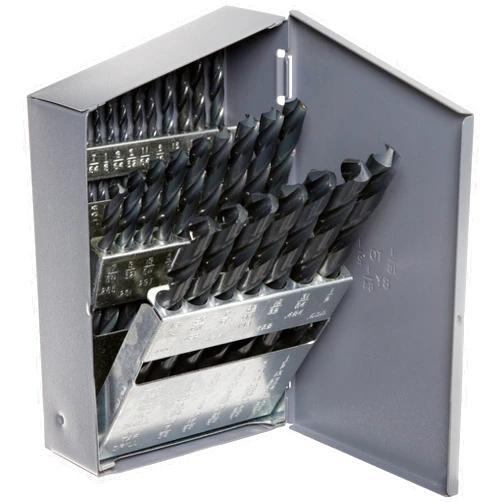 Chicago-Latrobe Chicago Latrobe 57714 150 Series High-Speed Steel Jobber Length Drill Bit Set with Metal Case, Black Oxide Finish, 118 Degree Conventional Point, Inch, 29-piece, 1/16