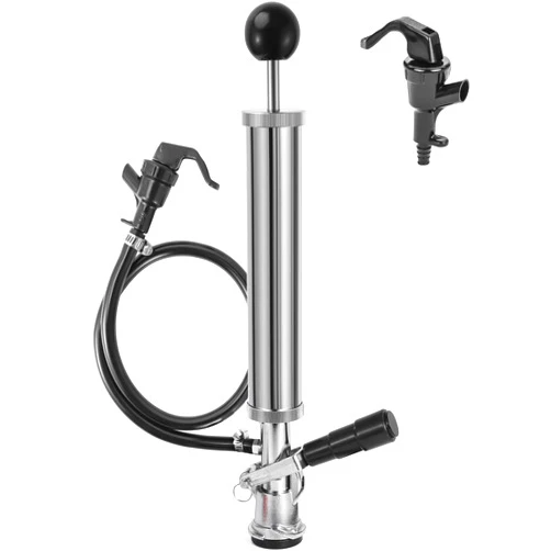 Hilangsan 8” Keg Pump Beer Keg Tap D System Keg Party Pump for US Sankey Keg Pump Stainless Steel Probe Coupler Beer Tap for Keg No Block No Leak Picnic Pump with Beer Line Faucet Hose Clamps