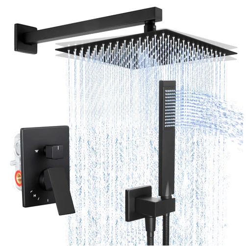 KES Shower Faucet, Shower Faucets Sets Complete 12 Inch Rain Shower Head with Handheld Spray, Pressure Balance Shower System (cUPC Certified Shower Valve Included), Matte Black, XB6230F18S12-BK