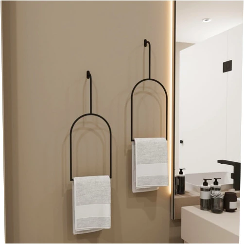 Wita Home 2- Pcs Unique Vertical Towel Rack Wall Mounted for Bathroom, Metal Semi-Oval Towel Holder, Modern Hand Towel Ring, Elegant Bathroom Decor, Space-Saving Towel Hanger, Kitchen Towel Rack