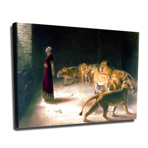 LinRXx Daniel in The Lions Den by Briton Riviere Poster Canvas Painting Posters Prints Wall Art For Room Aesthetic Bedroom Modern Decor Gift (12x18inch,Unframed)