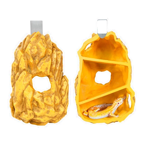 REPTIZOO Reptile Hide Hookable Multi-Levels Hideout Resin Reptile Cave Bearded Dragon Hideout Reptile Terrarium Accessories Decor for Reptiles, Amphibians, Snakes, Lizards,Leopard Gecko