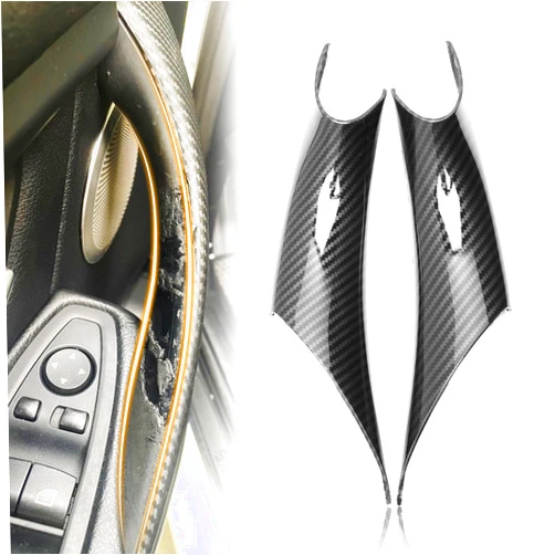 BJchiwu 2PCS Front Interior Inner Inside car Door Pull Handle Grab Cover Fit for BMW 3 Series 320i/328i/330i/335i/F30/F31/F34 2012-2018 and 4 Series 428i/435i/F32/F36 2012-2018 Carbon Fiber Color