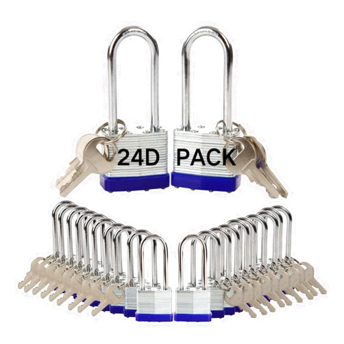 SEPOX® 24Pcs Set Laminated-Padlocks with Key Different, Extra Long-Shackle, 1-9/16