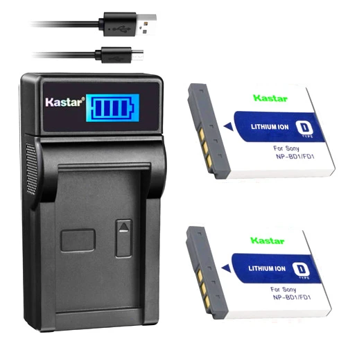 Kastar Battery (X2) & LCD Charger Replacement for Sony NP-BD1 NP-FD1 BC-CSD and Cyber-Shot DSC-G3 DSC-T2 DSC-T70 DSC-T75 DSC-T77 DSC-T90 DSC-T200 DSC-T300 DSC-T500 DSC-T700 DSC-T900 DSC-TX1 Cameras