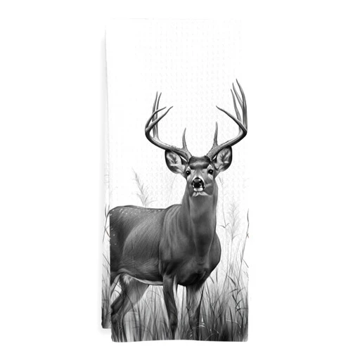 GWFSJYU Deer Hand Kitchen Towel, Rustic Deer Bathroom Decor, Elk Dish Tea Towels for Kitchen, Deers Hunting Gifts for Women Men, Fawn Moose Decorative Hand Towels for Bathroom Cabin, 16x24 in