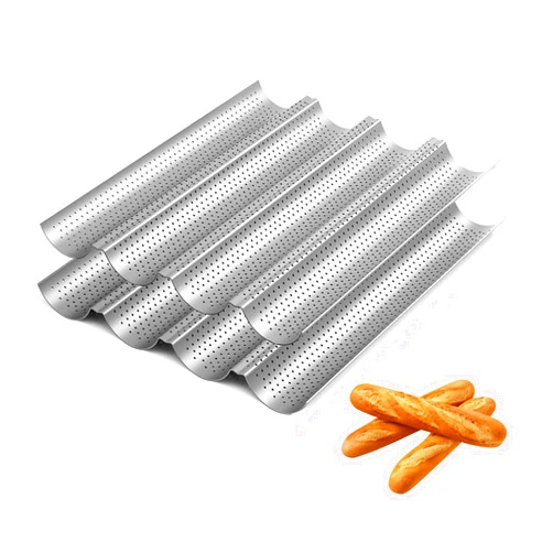 BeBeeQ French Baguette Pans for Baking 4 Loaves Non-stick Perforated Italian Bread Trays, 2 Pack 15
