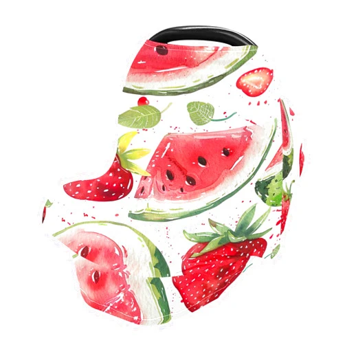 Qilmy Watermelons Baby Car Seat Cover, Multi-Use Breathable Breastfeeding & Stroller Cover, Shower Gift for Boys & Girls