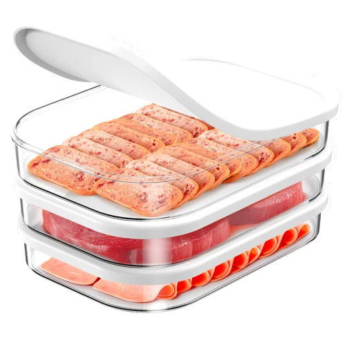 XWF Refrigerator organizers and storage,deli Meat Container for Fridge,Stackable Food Storage Boxes with Lid for Cold Cuts,Bacon Lunch Meat Container for Refrigerator,3PCS,BPA Free