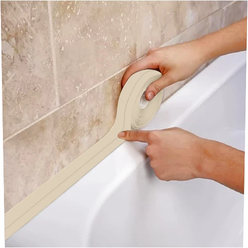 RHRVBSS 2 Rolls Caulk Tape Self Adhesive, Waterproof Caulking Strip Peel & Stick Wallpaper Floor Tile Toilet Bowl Gel Bathroom Kitchen Wall Decor, A Simple & Effective Solution for Sealing & Trimming