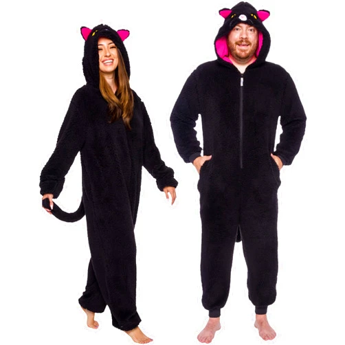 Funziez! Slim Fit Sherpa Adult Onesie - Animal Halloween Costume - Plush One Piece Cosplay Suit for Women and Men