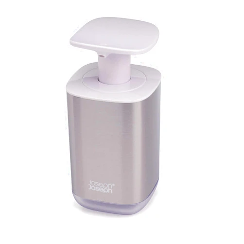 Joseph Joseph 70532 Presto Stainless-Steel Hygienic Easy-Push Soap Dispenser with Wide Pump, One-Size, White