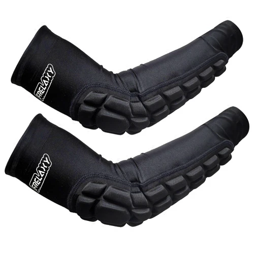 Frelaxy Padded Elbow Forearm Sleeves 2 Pack Compression Crashproof Arm Pads for Football Basketball Volleyball Soccer