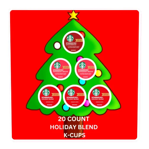 KUPIX 20 Count Starbucks Holiday Bundle K-Cup Coffee Pods Variety Pack – Including Starbucks Holiday Blend, Peppermint Mocha & Gingerbread for Keurig Brewers - 1 box