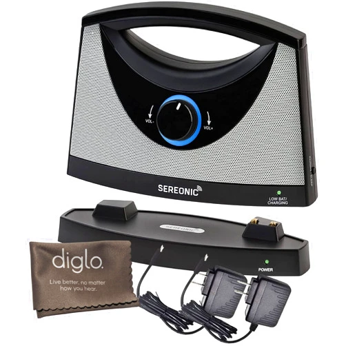 TV Soundbox Sereonic Wireless TV Listening Speaker | TV-SB Portable Soundbox | Optical & Analog Connectivity | Extra Power Adapter | Diglo Microfiber Cloth