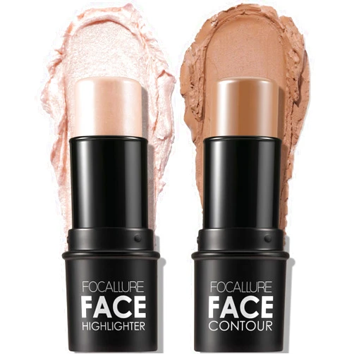 FOCALLURE 2 Pcs Mineral Cream Contour Stick,Moisturize Highlighter and Bronzer Pen,Non Stick Face Brightens & Shades Pencil,Long Lasting & Smooth Gliding Face Illuminator Makeup,Light-medium