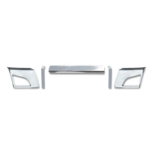 KOZAK Chrome Trim Set Bumper Corners Chrome Trim with Fog Light Holes Left and Right Center Bumper Chrome trim Pair compatible with VOLVO VNL 2018+ PLUS Logo, Wipers, Vest