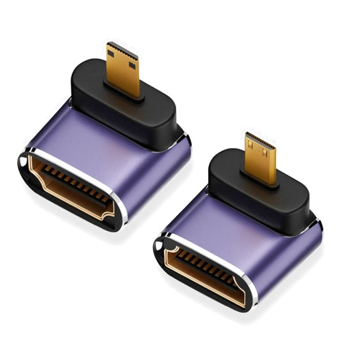 AreMe 8K Micro HDMI to HDMI Adapter (2 Pack), Up and Down 90 Degree Right Angle Micro HDMI Converter Connector for Sony A6000, Raspberry Pi 4, GoPro Hero 7 and Other Sport Camera