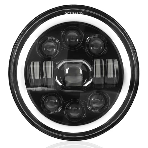 KASLIGHT 7 Inch Motorcycle Headlight, 7''Round LED Headlights DRL Halo Ring Angle Eyes Turn Signal Lights Hi/Lo Beam Head Light Compatible with Harley Headlamp Softail Road King Glide Motorcycle Honda Yamaha