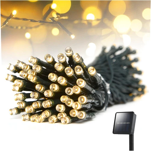 Dailyart Solar String Lights Outdoor Waterproof: 50ft 100LED Solar String Lights Outdoor - Solar Powered Twinkle Fairy Tree Light with 8 Lighting Mode for Patio, Garden,Courtyards,Trees(Warm White)