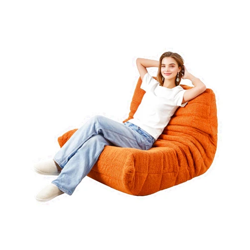 VEVOR Bean Bag Chair, L-Shaped Bean Bag Chair with Soft Armrests and Storage Pocket, 25D Memory Foam Filled with Soft Teddy Velvet Cover, Bean Bag for Bedroom or Playroom, Brown