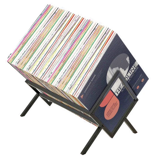 2BHOME Vinyl Record Storage Holder, Holds up to 90-110 LPs, Metal Record Organizer Stand, Simple/Functional/Easy Assembly, Classical Design for Files/Book/Magazine Rack (Black)