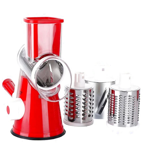 Generic Rotary Cheese Grater, Food Slicer with 3 Interchangeable Blades, Easy to Clean Grater for Fruit, Vegetables, Nuts Handheld Manual Cheese Grater Kitchen Gadgets & Kitchen Appliances.
