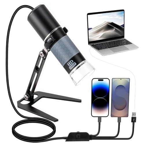Bysameyee 1080P USB Microscope with Metal Stand, 50X-1000X Handheld Digital Microscope Camera Compatible with iPhone/Android/Windows/Mac