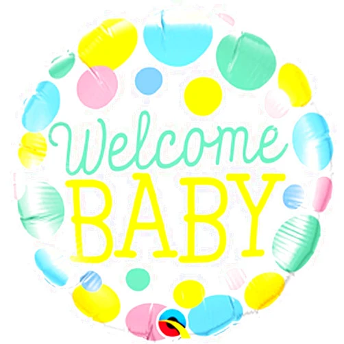 Folat Qualatex Welcome Baby Dots 18 Inch Foil Balloon