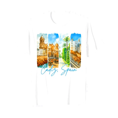 Travel To Cadiz Spain Adventure Vacay Cadiz Spain Traveling Trip Brushstroke Souvenir Vacation T-Shirt