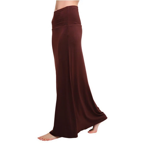 Urban CoCo Women's Stylish Spandex Comfy Fold-Over Flare Long Maxi Skirt