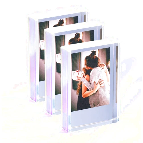 Phattopa Instax Mini Film Photo Frames 2x3, Polaroid Picture Frame, Mini Instant Photo Frames for Fujifilm & Polaroid Film, Small Iridescent Acrylic Picture Frames, Polaroid Holder Frame for Photos (3 Pack)